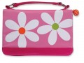 Bible Cover - Microfiber Daisy w/Zipper Pocket - Pink