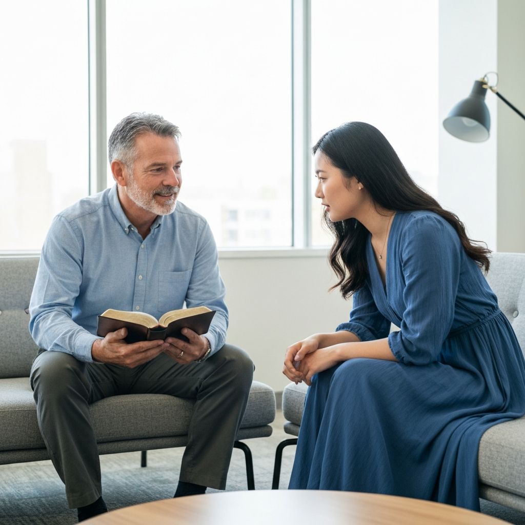 Sesja poradnictwa biblijnego - doradca i klient w rozmowie